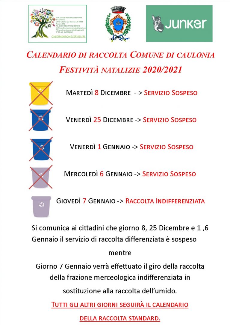 Variazioni Raccolta Differenziata Giorni Festivi Variazioni Raccolta Differenziata Giorni Festivi